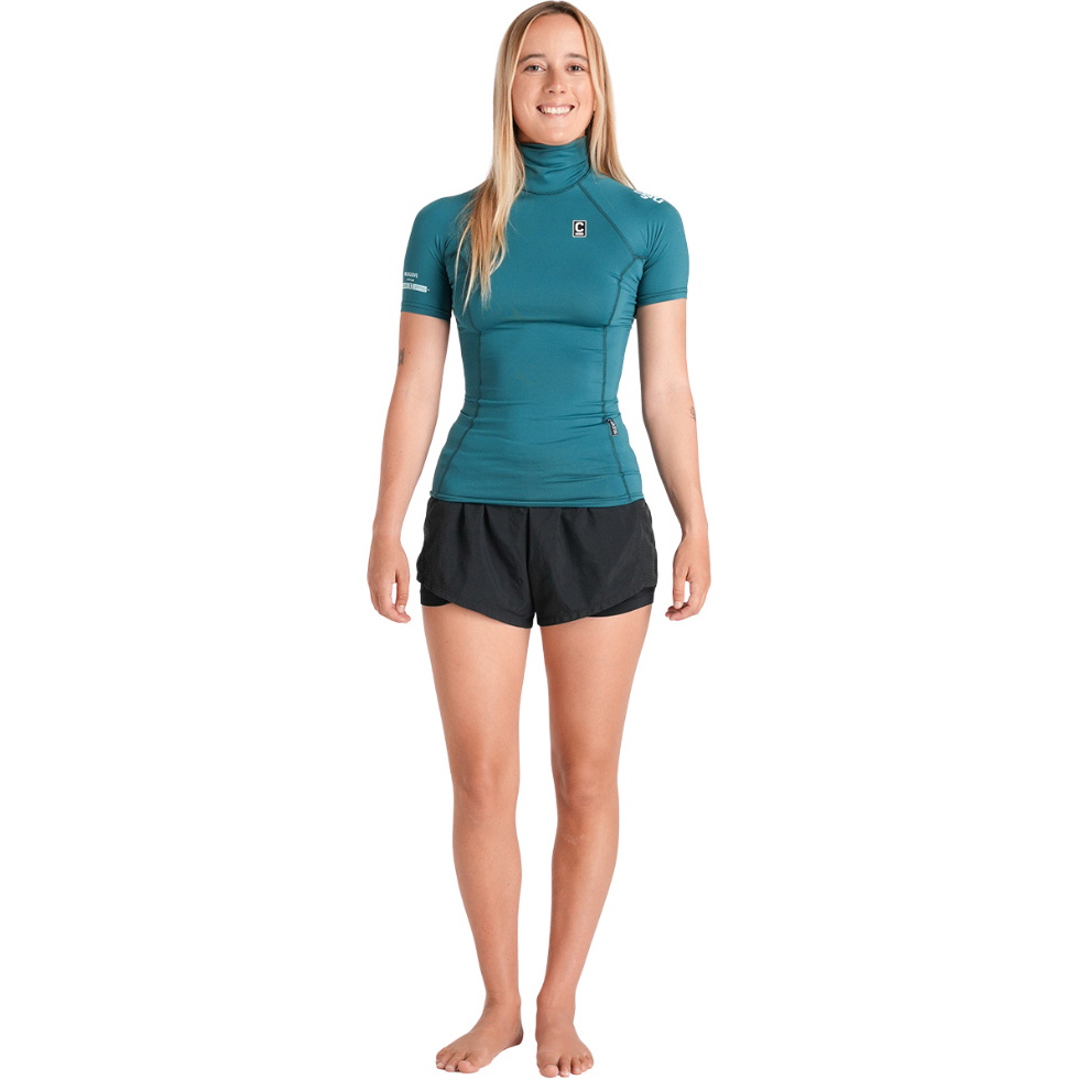 2026 C-Skins Womens Nuwave Rash X Short Sleeve Vest C-NLYSSWT - Emerald / Light Blue